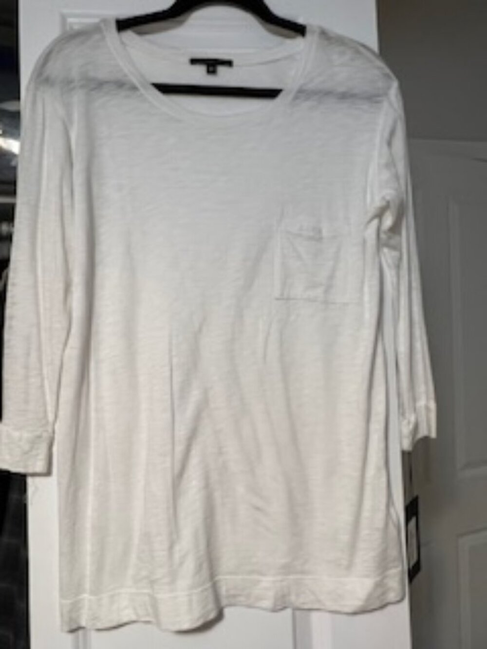 NWT The Refinery White Long Sleeve Lightweight Relaxed Crewneck Tee Size Med.